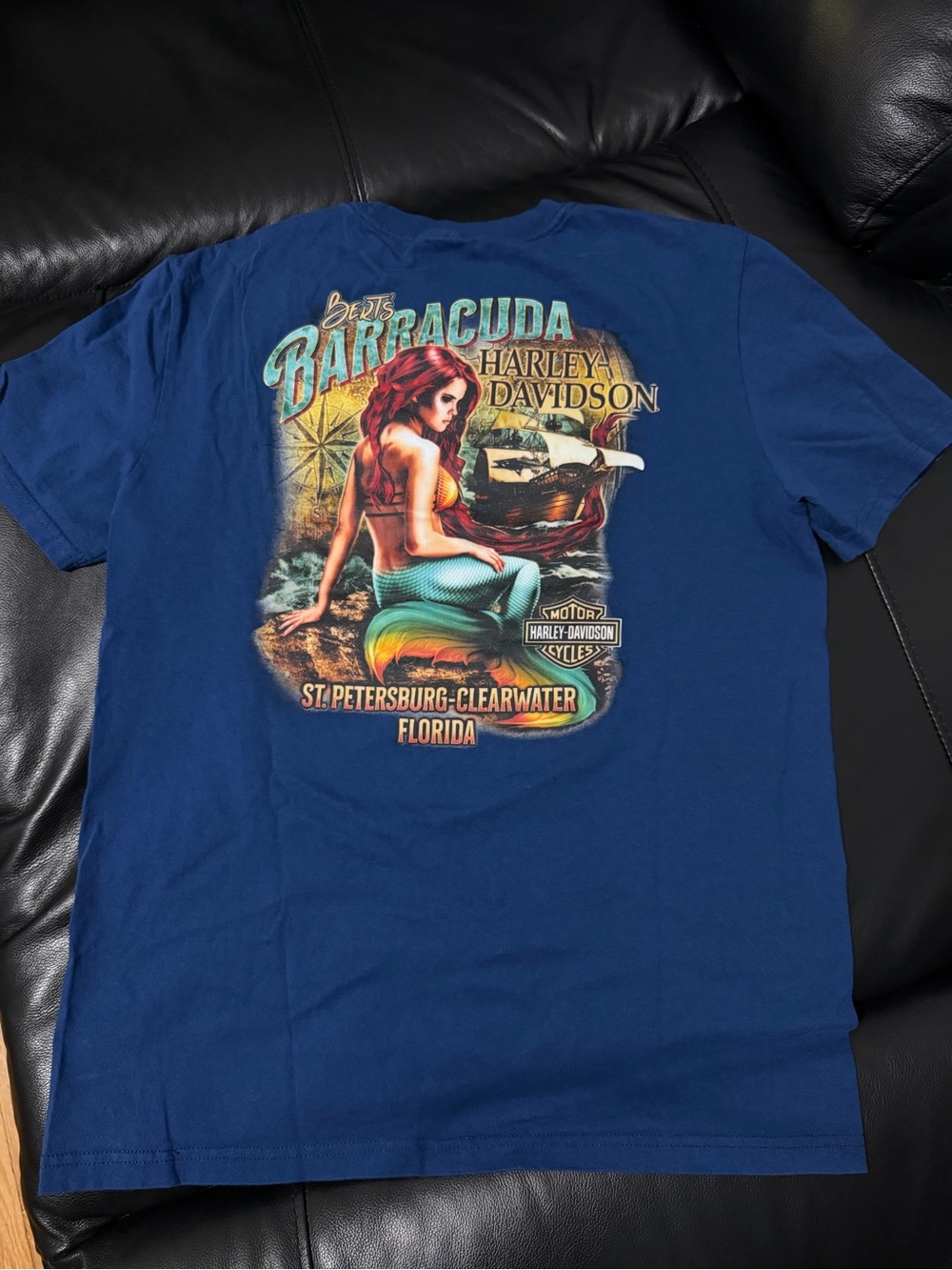Harley-Davidson Blue Short-Sleeve 'Barracuda' Mermaid Graphic Tee